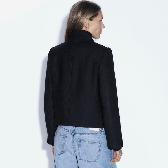 Zara HIGH COLLAR DOUBLE BREASTED CROPPED COAT - Picture 7 of 8
